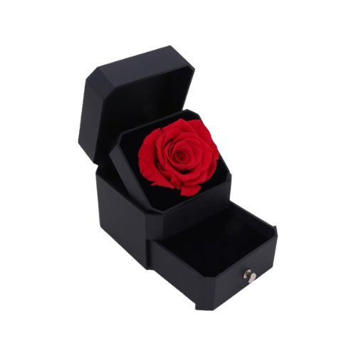 Luxurious Jewelry Box With Eternal Rose + Magnetic Four Heart Necklace